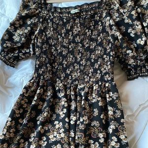 Black Floral Print Long Maxi Dress